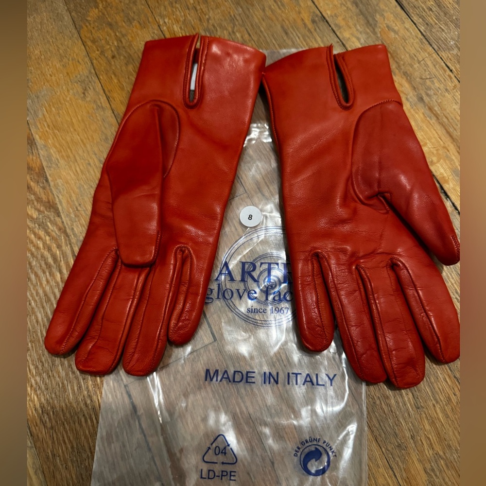 Red Leather Gloves by ART Glove Factory